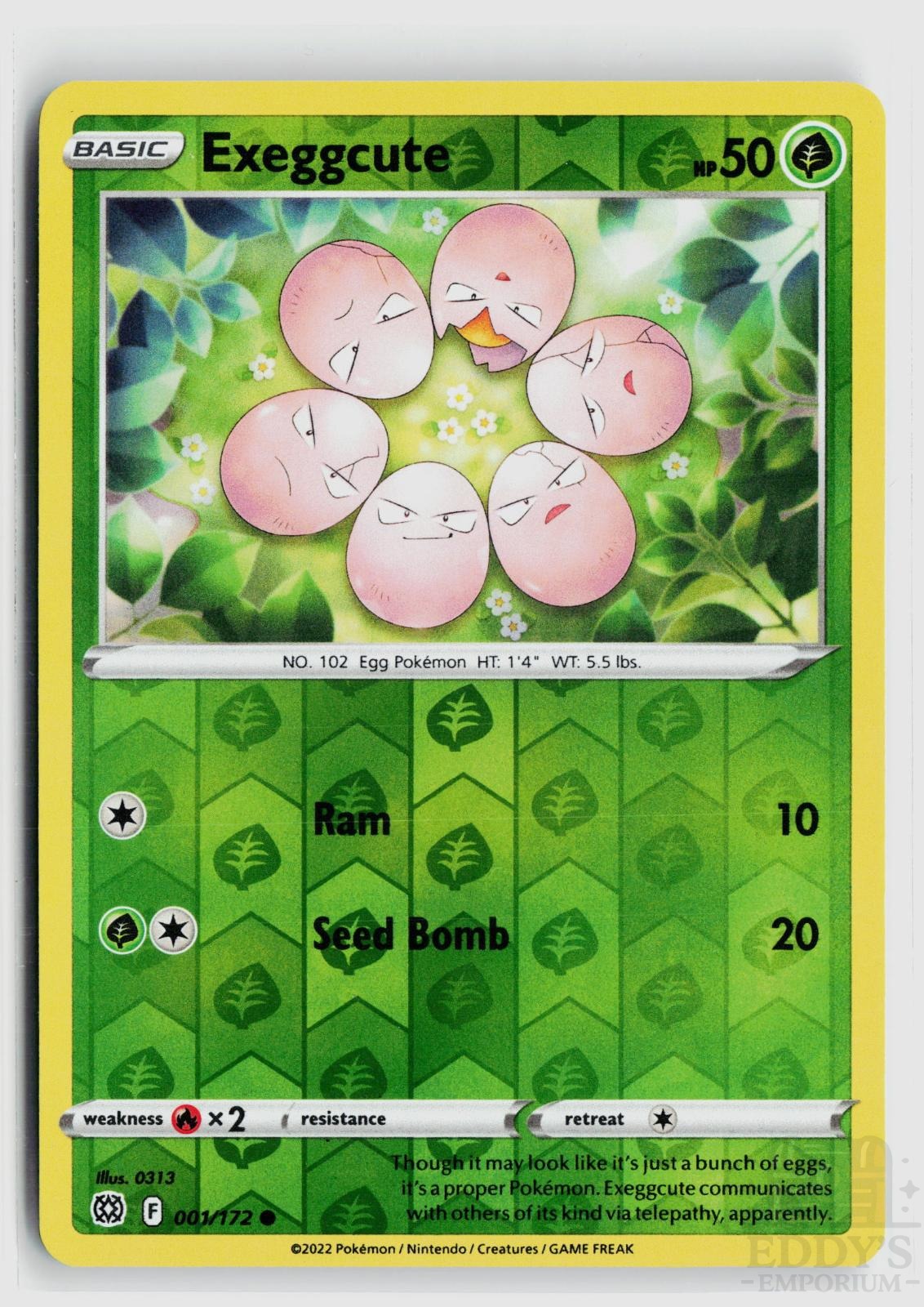 Exeggcute 001/172 Brilliant Stars Pokemon Reverse Holo Common NM