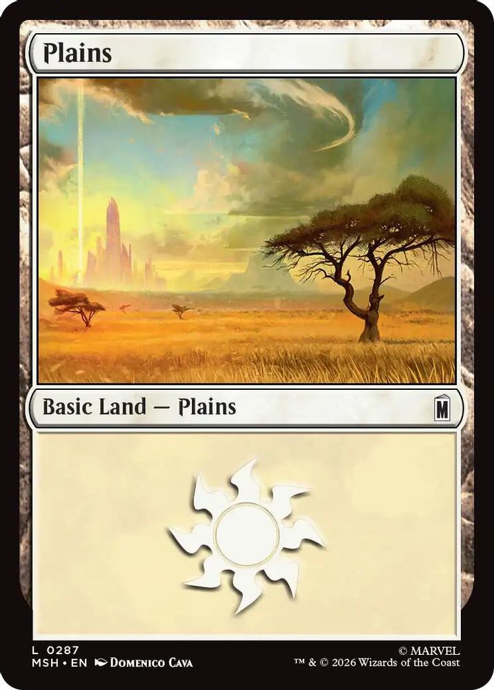 Plains (0287) 287 Marvel Super Heroes Magic: The Gathering Foil