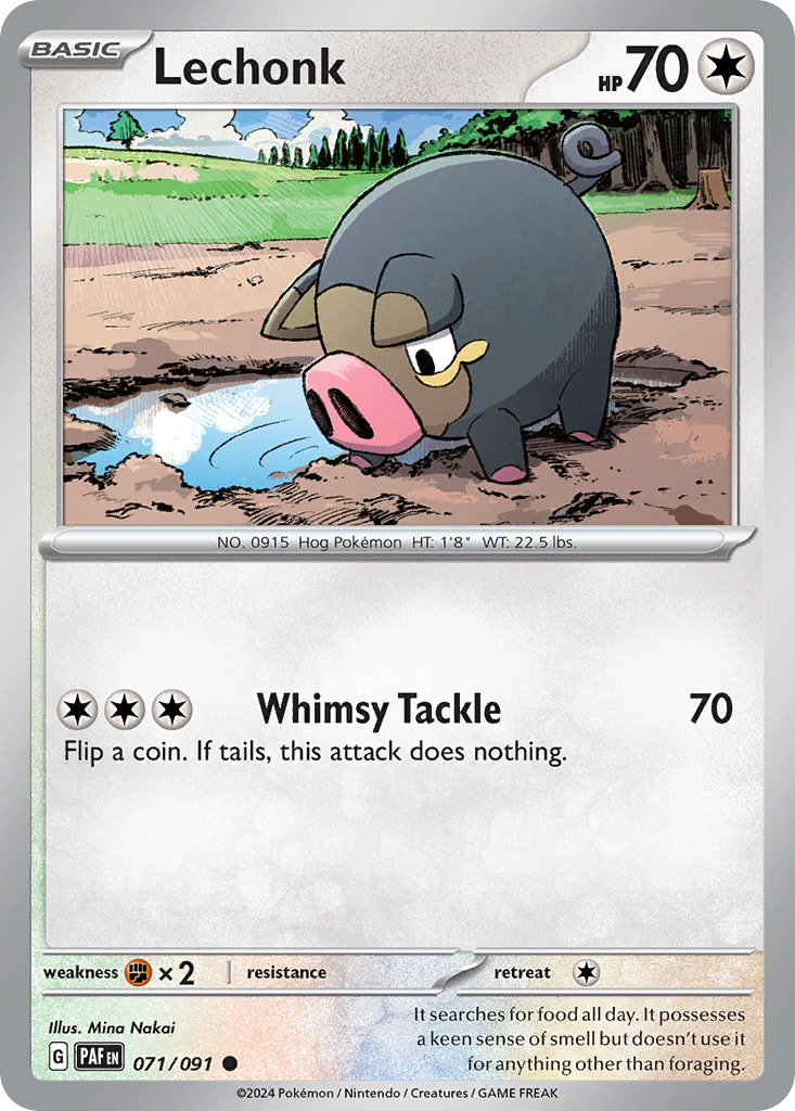 Lechonk 071/091 Paldean Fates Pokemon Reverse Holo Common NM