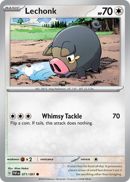 Lechonk 071/091 Paldean Fates Pokemon Reverse Holo Common NM