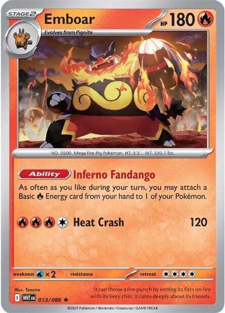 Emboar 013/086 White Flare Pokemon Holo
