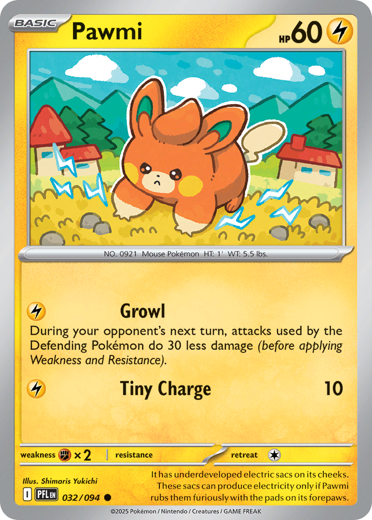 Pawmi 032/094 Phantasmal Flames Pokemon Reverse Holo