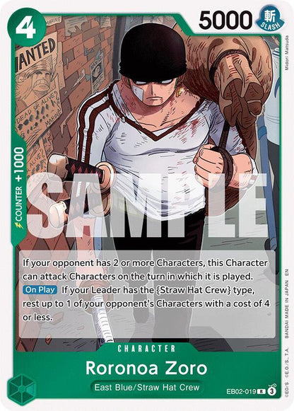 Roronoa Zoro EB02-019 Extra Booster: Anime 25th Collection One Piece Foil Rare