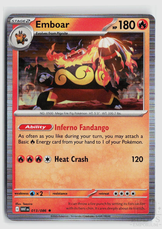 Emboar 013/086 White Flare Pokemon Holo