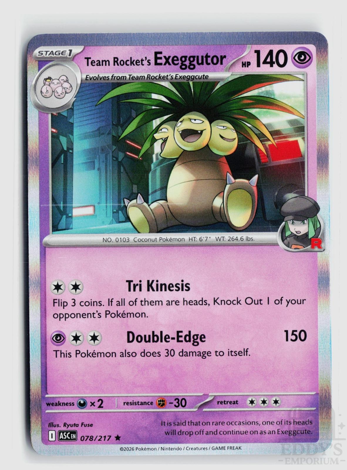 Team Rocket's exeggutor 078/217 Ascended Heroes Pokemon Holo Rare NM