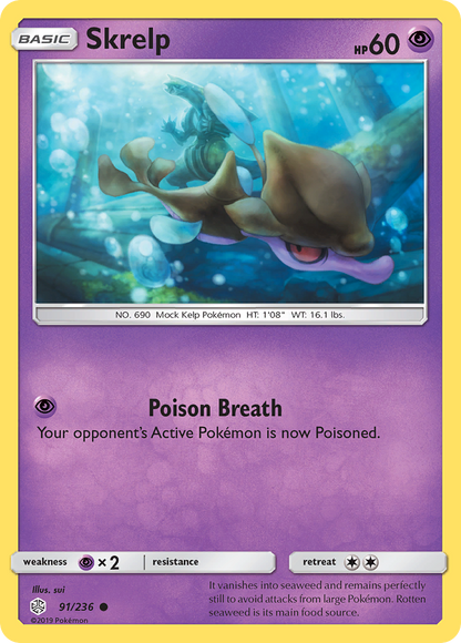 Skrelp 91/236 Cosmic Eclipse Pokemon Reverse Holo Common NM