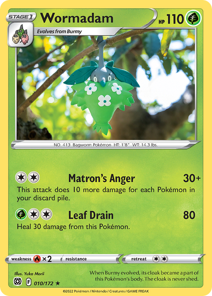 Wormadam 010/172 Brilliant Stars Pokemon Reverse Holo Rare NM
