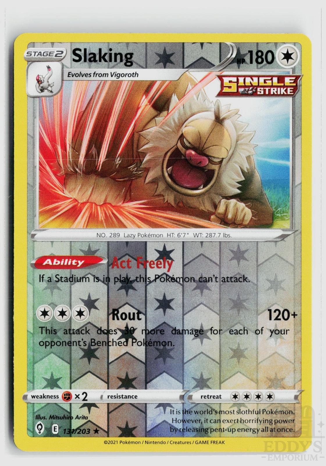 Slaking 131/203 Evolving Skies Pokemon Reverse Holo Rare NM