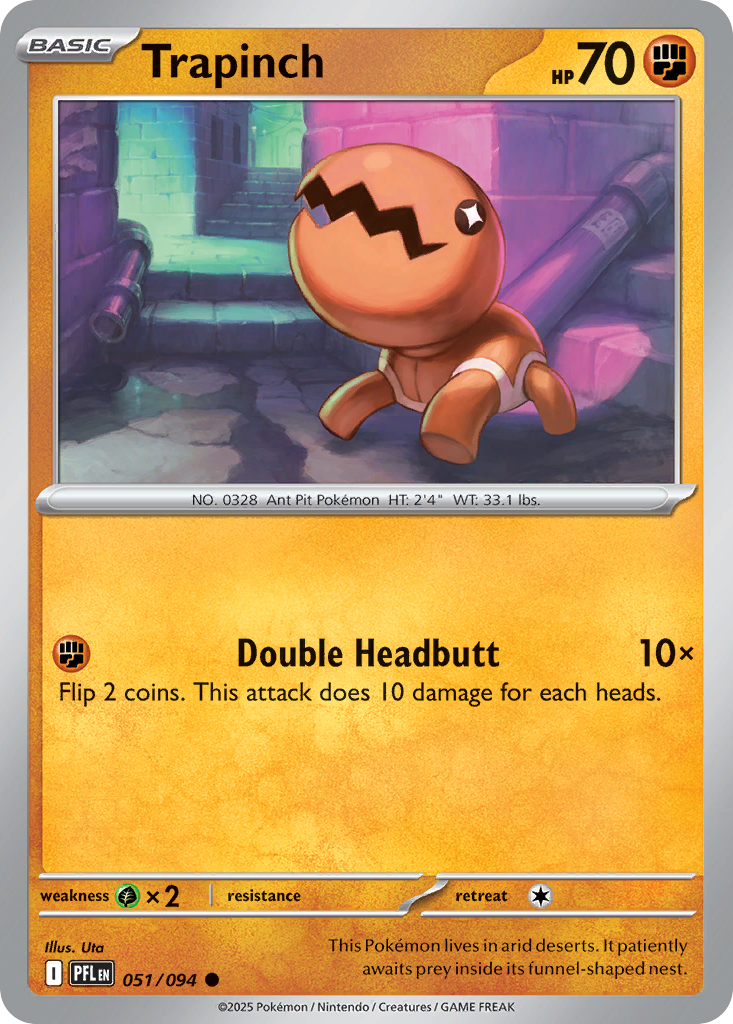 Trapinch 051/094 Phantasmal Flames Pokemon Reverse Holo Common NM
