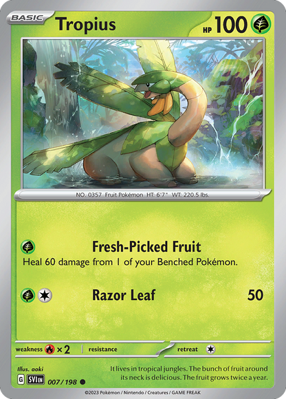 Tropius 007/198 Scarlet & Violet Pokemon Reverse Holo Common NM