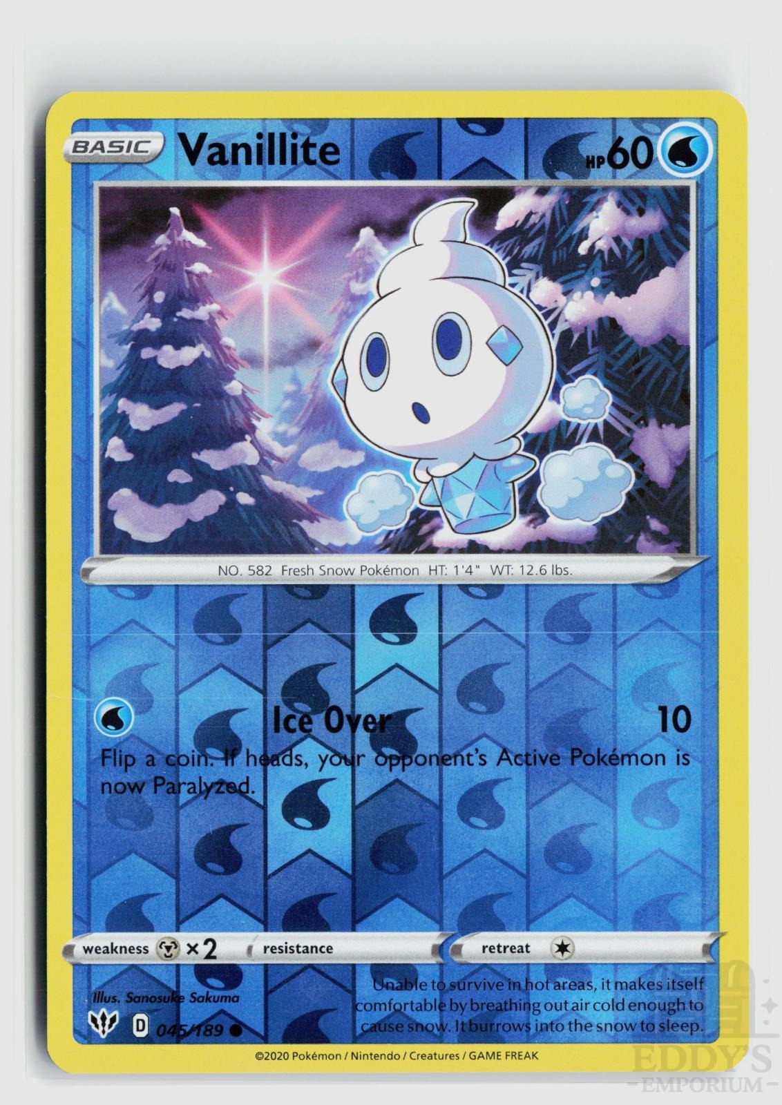 Vanillite 045/189 Darkness Ablaze Pokemon Reverse Holo Common NM