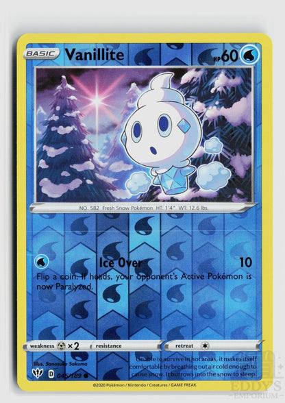 Vanillite 045/189 Darkness Ablaze Pokemon Reverse Holo Common NM