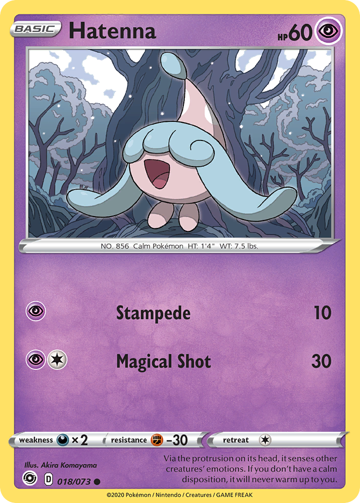 Hatenna 018/073 Champion's Path Pokemon Reverse Holo Common NM