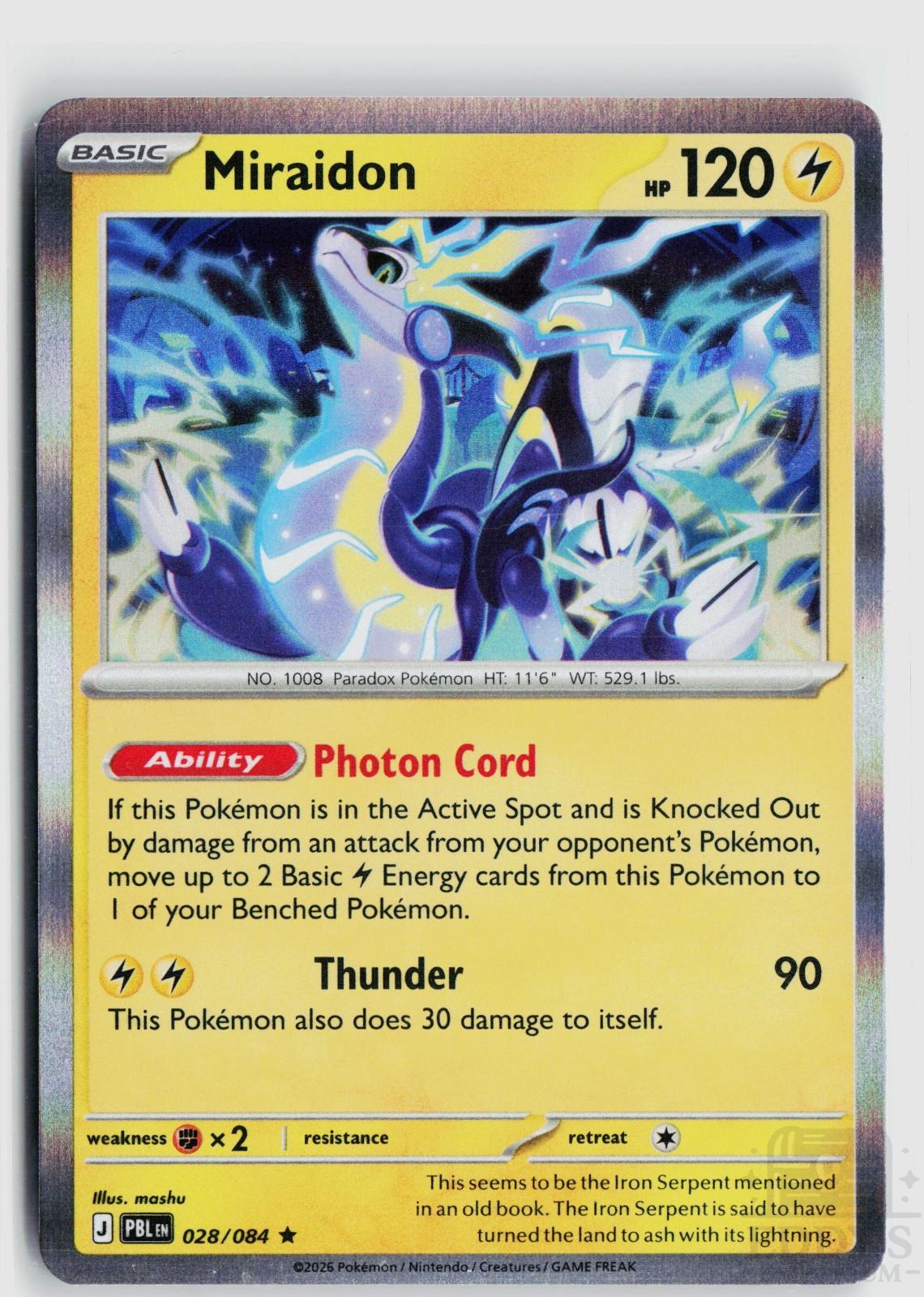 Miraidon 028/084 Pitch Black Pokemon Holo Rare NM