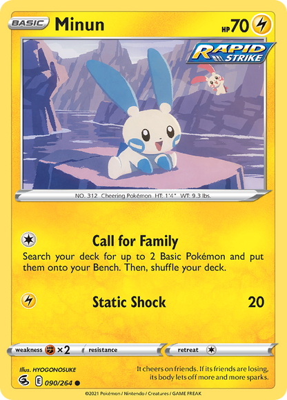 Minun 090/264 Fusion Strike Pokemon Reverse Holo Common NM