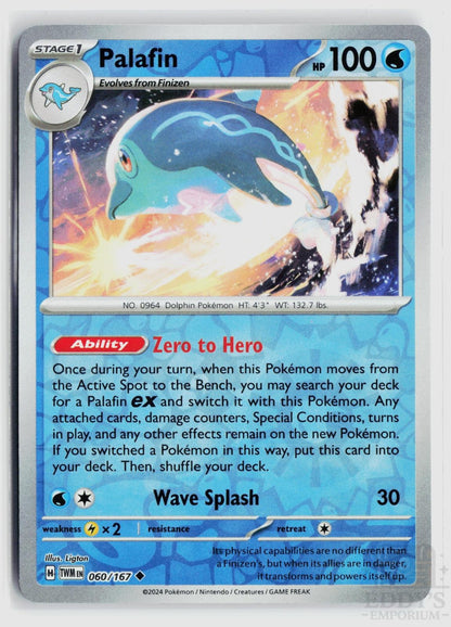 Palafin 060/167 Twilight Masquerade Pokemon Reverse Holo Uncommon NM