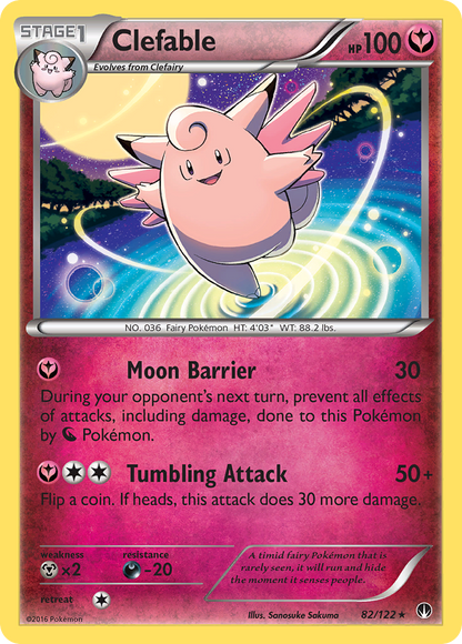 Clefable 82/122 BREAKpoint Pokemon Reverse Holo Rare NM