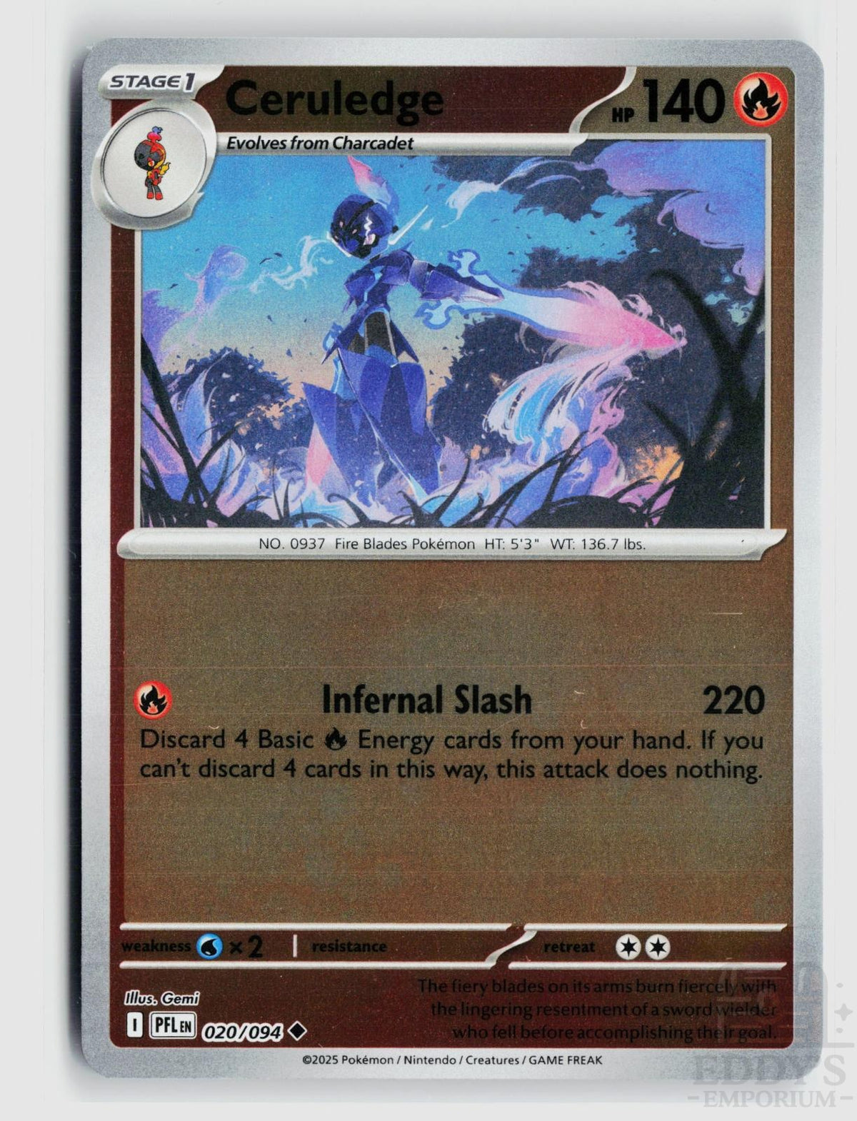 Ceruledge 020/094 Phantasmal Flames Pokemon Reverse Holo Uncommon NM