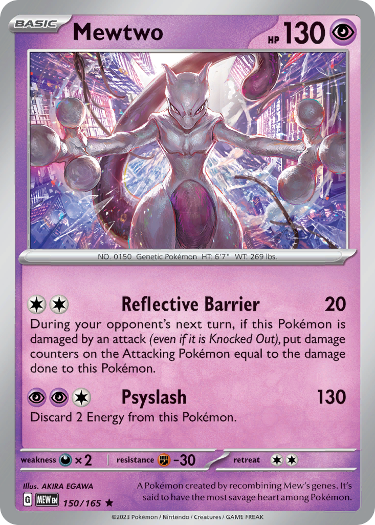 Mewtwo 150/165 151 Pokemon Reverse Holo Rare NM