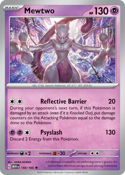 Mewtwo 150/165 151 Pokemon Reverse Holo Rare NM