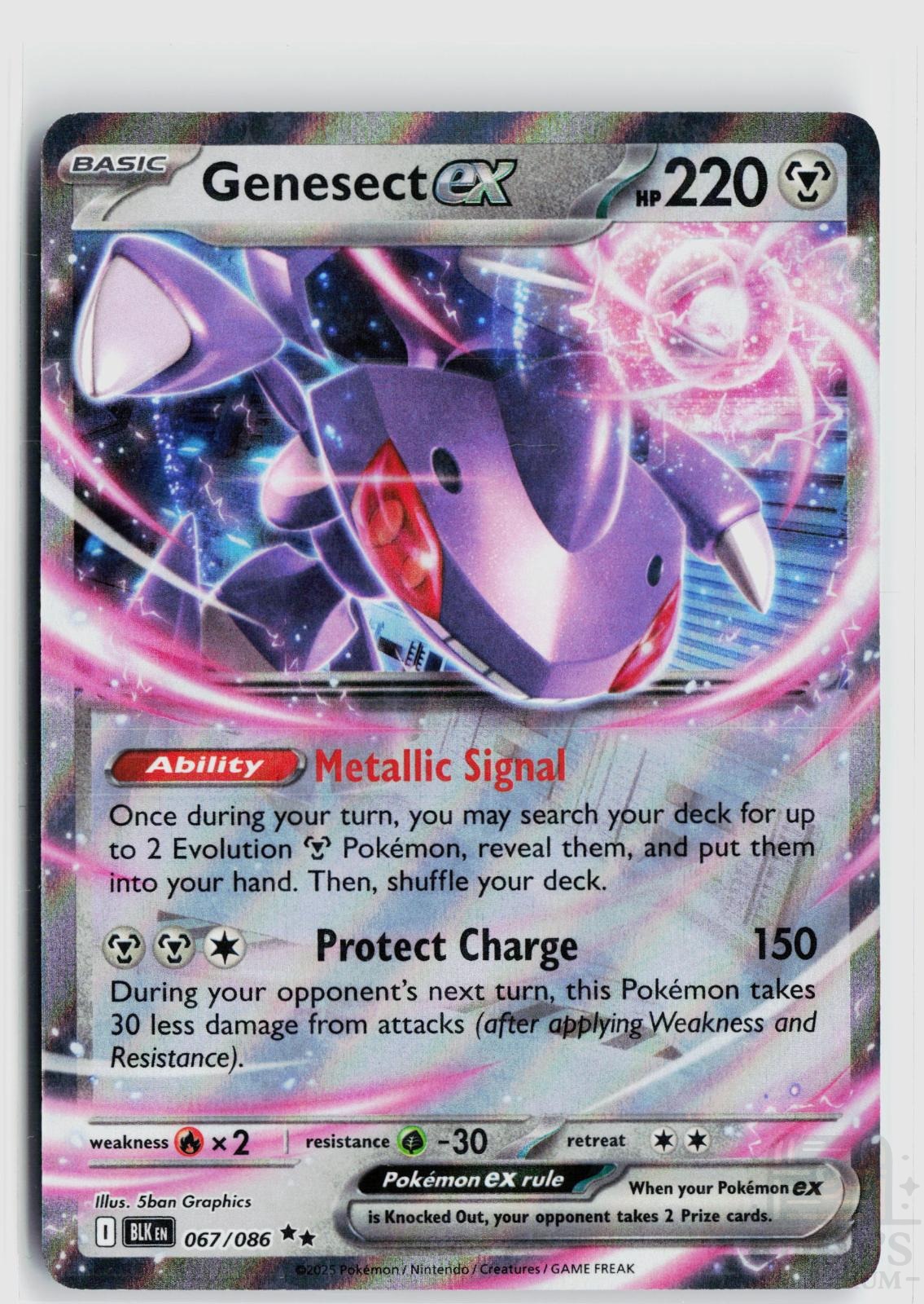 Genesect ex 067/086 Black Bolt Pokemon Holo Double Rare