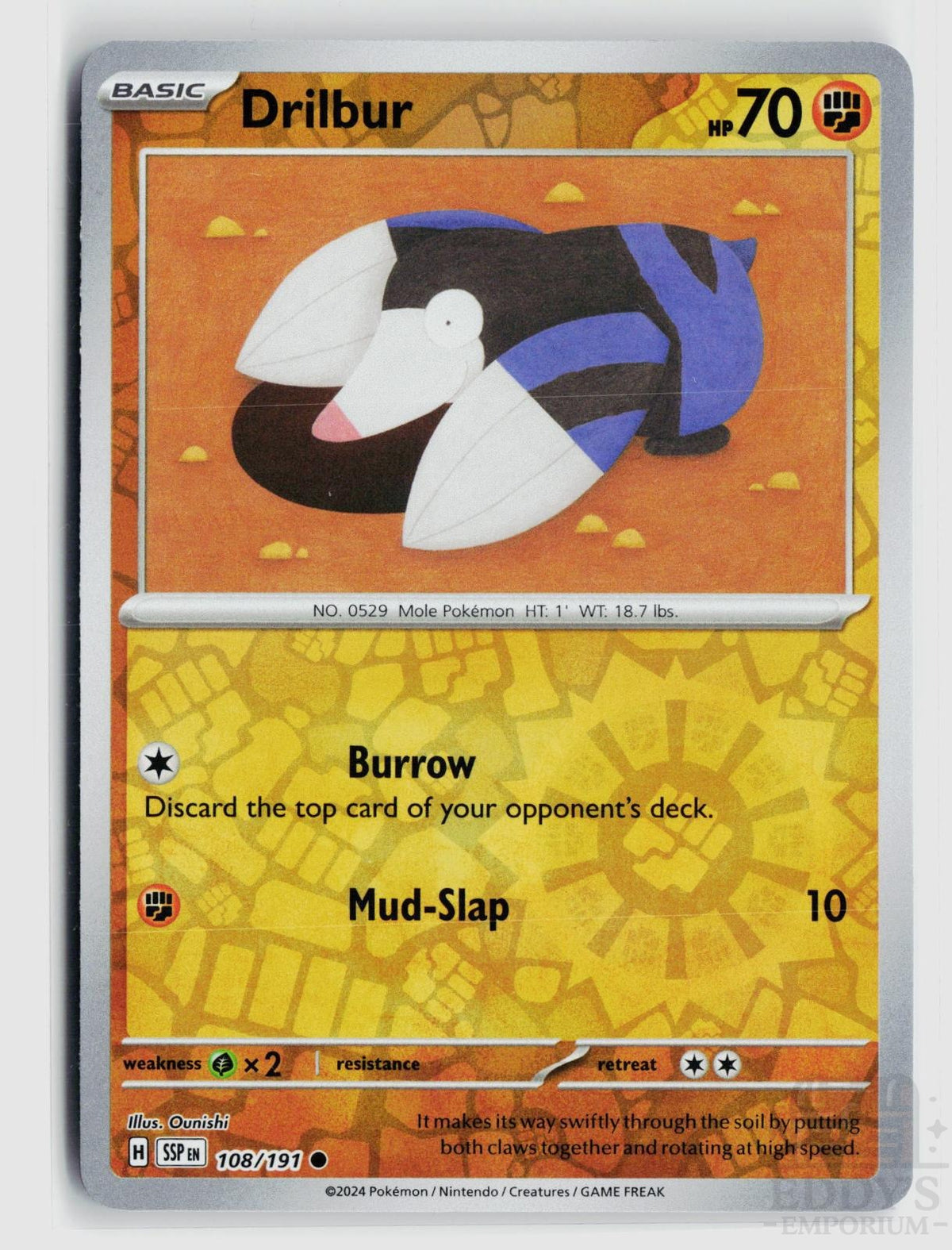 Drilbur 108/191 Surging Sparks Pokemon Reverse Holo Common NM