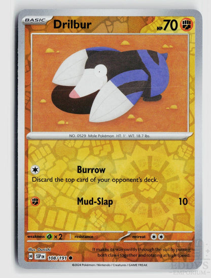 Drilbur 108/191 Surging Sparks Pokemon Reverse Holo Common NM