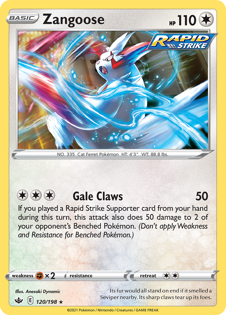 Zangoose 120/198 Chilling Reign Pokemon Reverse Holo Rare NM