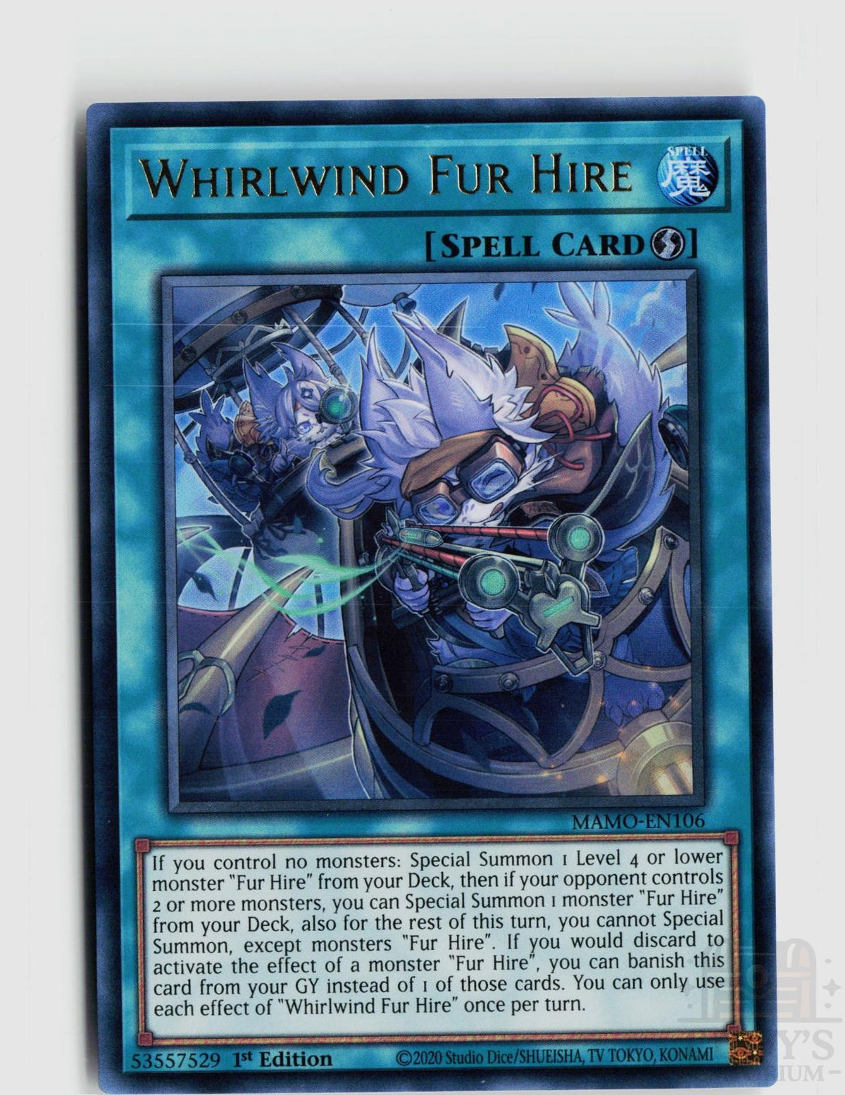 Whirlwind Fur Hire MAMO-EN106 Magnificent Monsters Yu-Gi-Oh 1st Edition NM
