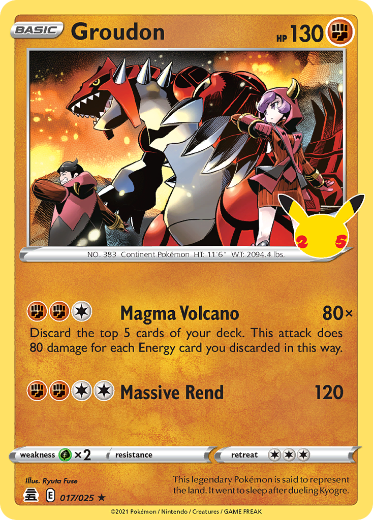 Groudon 017/025 Celebrations Pokemon Holo Rare NM