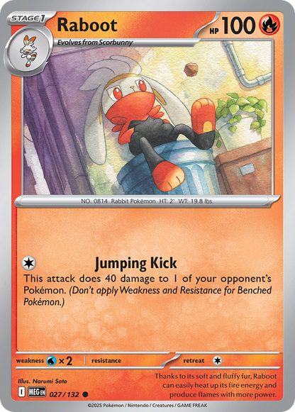 Raboot 027/132 Mega Evolution Pokemon Reverse Holo Common NM
