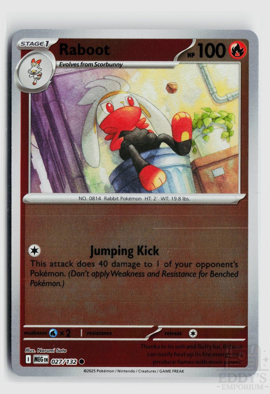 Raboot 027/132 Mega Evolution Pokemon Reverse Holo Common NM
