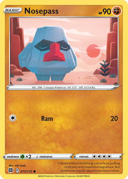 Nosepass 073/172 Brilliant Stars Pokemon Reverse Holo Common NM