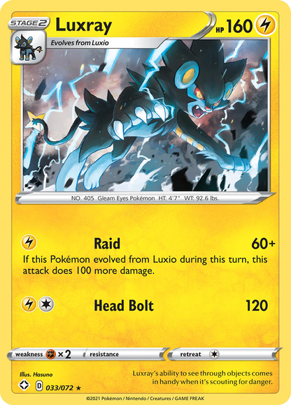 Luxray 033/072 Shining Fates Pokemon Holo Rare NM