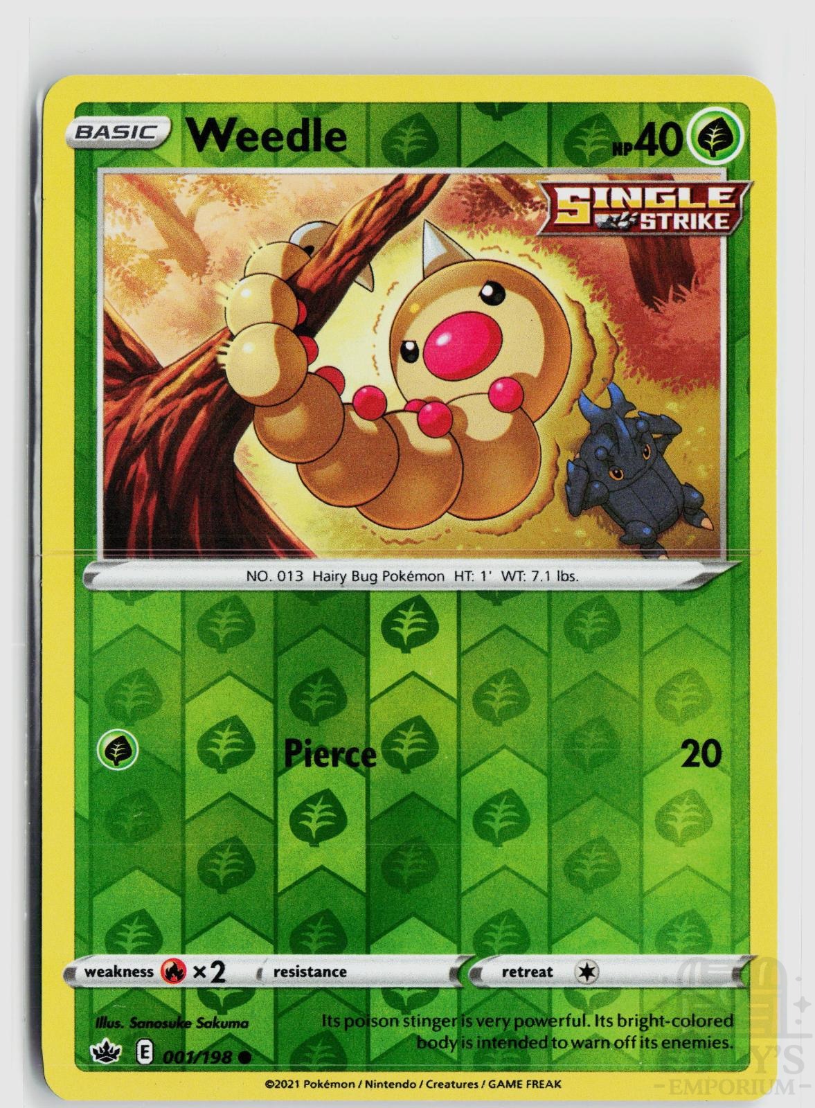 Weedle 001/198 Chilling Reign Pokemon Reverse Holo Common NM
