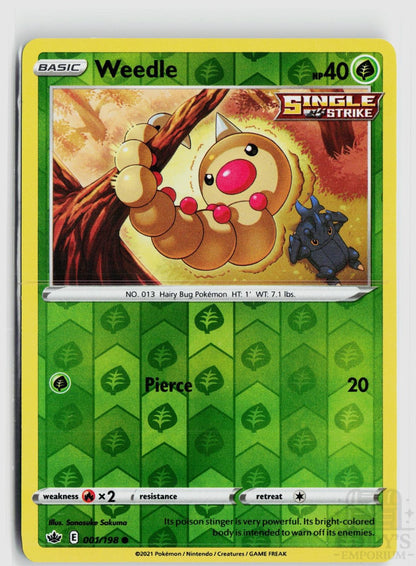 Weedle 001/198 Chilling Reign Pokemon Reverse Holo Common NM