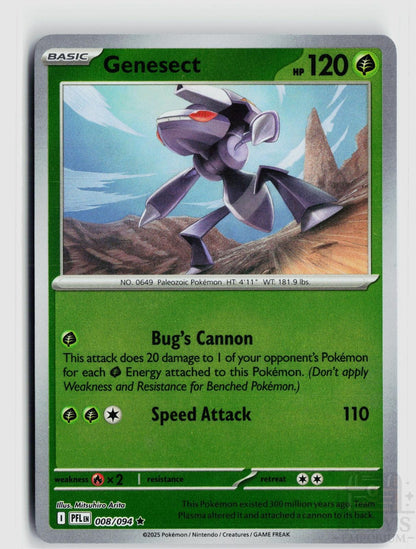 Genesect 008/094 Phantasmal Flames Pokemon Reverse Holo Rare NM