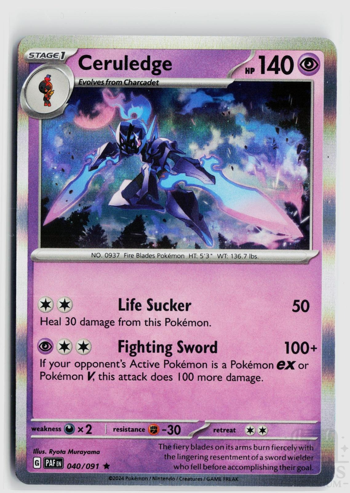 Ceruledge 040/091 Paldean Fates Pokemon Holo Rare NM