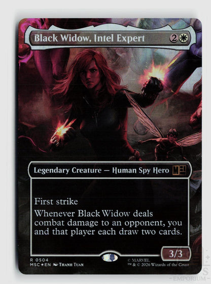 Black Widow, Intel Expert (Borderless) 504 Commander: Marvel Super Heroes Magic: The Gathering Foil