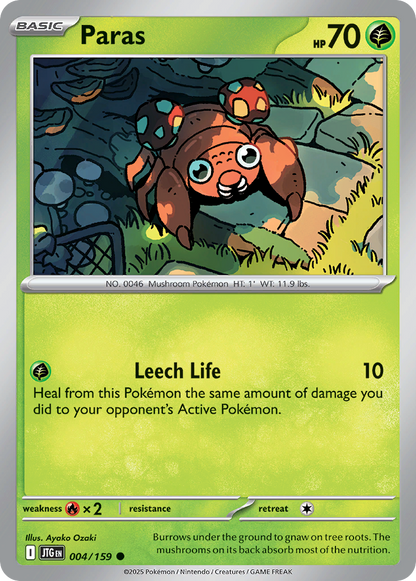 Paras 004/159 Journey Together Pokemon Reverse Holo Common NM