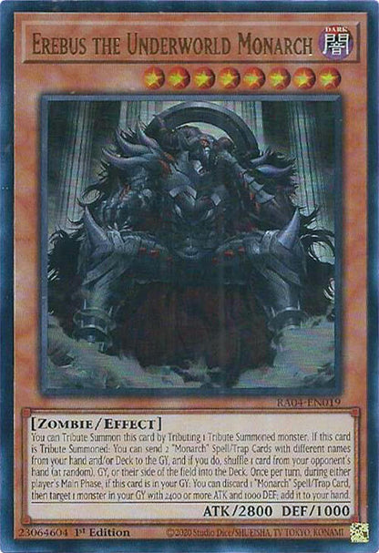 Erebus the Underworld Monarch (UR) RA04-EN019 Quarter Century Stampede Yu-Gi-Oh 1st Edition NM