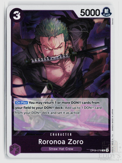 Roronoa Zoro OP09-076 Premium Booster -The Best- Vol. 2 One Piece Foil Rare