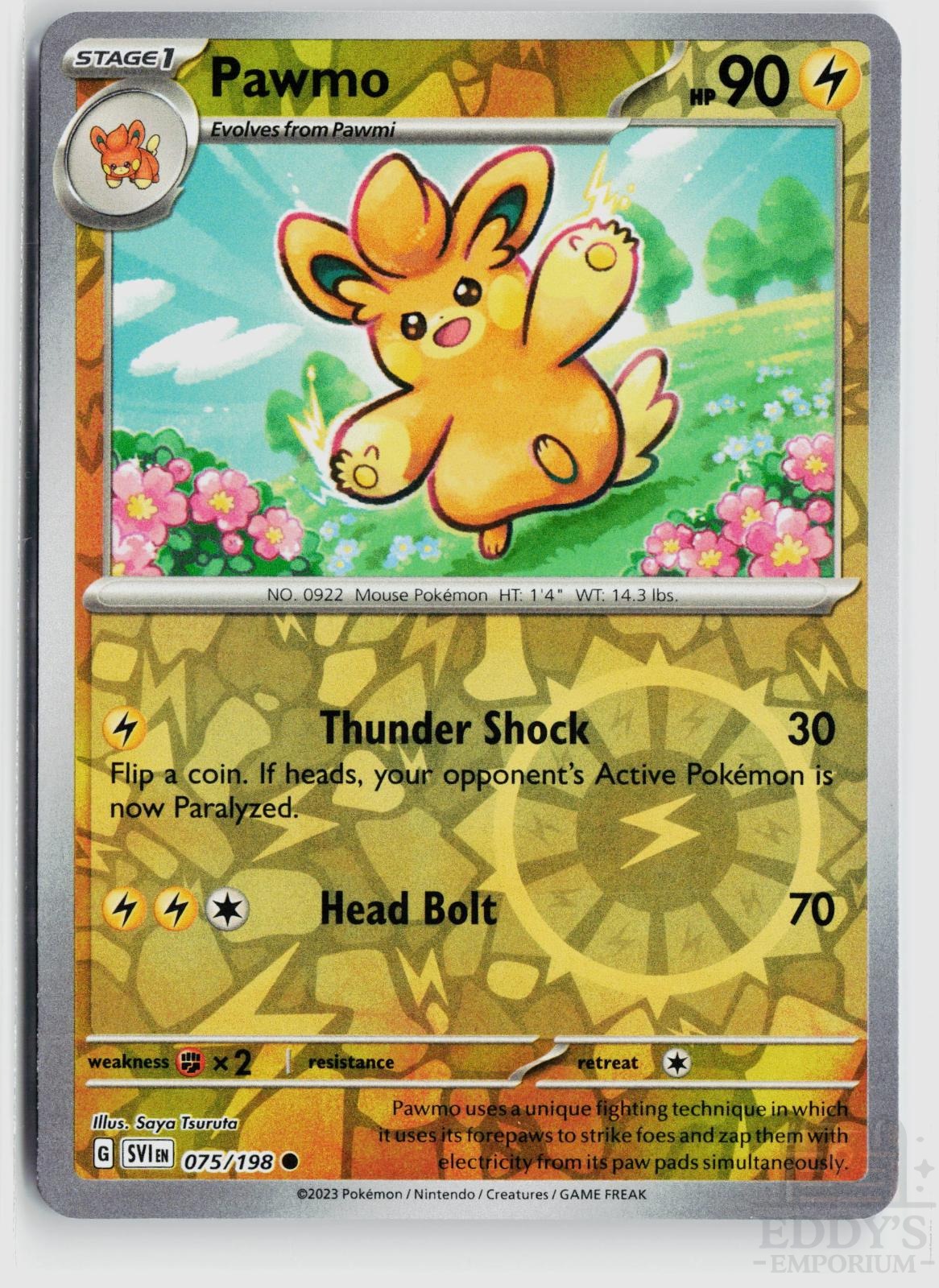 Pawmo 075/198 Scarlet & Violet Pokemon Reverse Holo Common NM