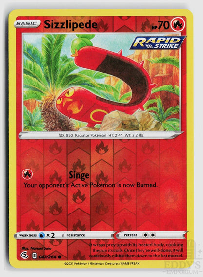 Sizzlipede 047/264 Fusion Strike Pokemon Reverse Holo Common NM