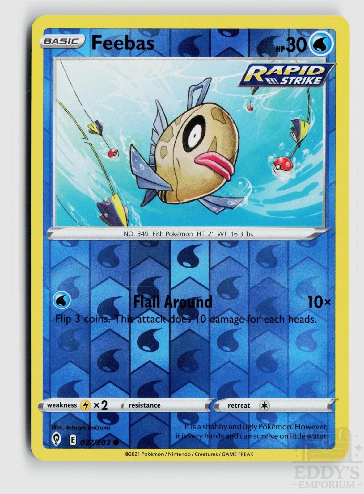 Feebas 037/203 Evolving Skies Pokemon Reverse Holo Common NM