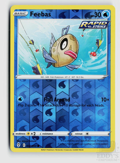 Feebas 037/203 Evolving Skies Pokemon Reverse Holo Common NM