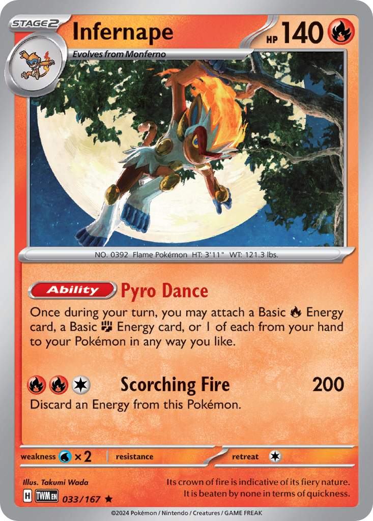 Infernape 033/167 Twilight Masquerade Pokemon Holo Rare NM