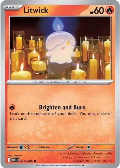Litwick 016/086 White Flare Pokemon Reverse Holo Common NM