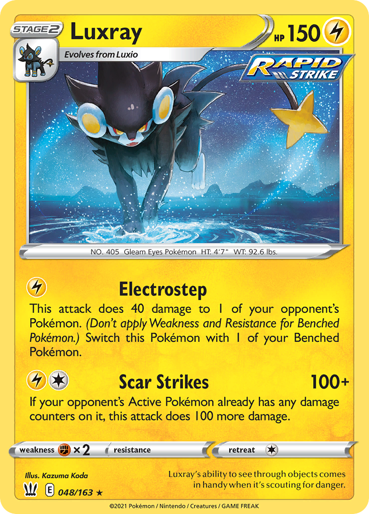 Luxray 048/163 Battle Styles Pokemon Reverse Holo Rare NM