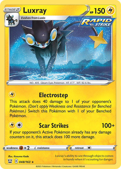 Luxray 048/163 Battle Styles Pokemon Reverse Holo Rare NM